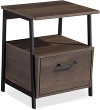 Load image into Gallery viewer, Caffoz Home End Table | Nightstand | Accent Table with Storage Shelf and Drawer, Sturdy and Easy Assembly, Wood Look Accent Furniture with Metal Frame, Smoky Oak