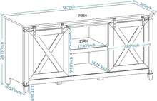 Load image into Gallery viewer, Caffoz Sliding Barn Door TV Stand for TVs Up to 65&quot;, Farmhouse Wood Entertainment Center with Storage Cabinet for Living Room with Adjustable Shelves