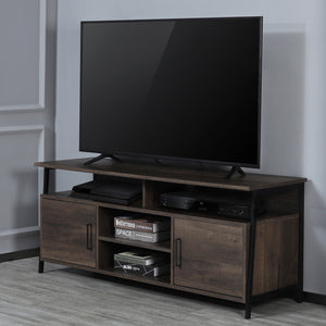 Caffoz 58" Home Entertainment Center Wood Media TV Stand, Storage Console, Cabinet for Living Room, Fits up to 60" TV, Smoky Oak