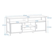 Load image into Gallery viewer, Caffoz 58&quot; Home Entertainment Center Wood Media TV Stand, Storage Console, Cabinet for Living Room, Fits up to 60&quot; TV, Smoky Oak