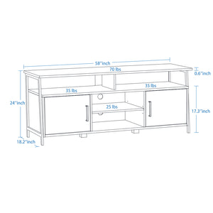 Caffoz 58" Home Entertainment Center Wood Media TV Stand, Storage Console, Cabinet for Living Room, Fits up to 60" TV, Smoky Oak