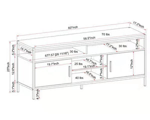 Brooklyn Series Wide TV Entertainment Media Stand