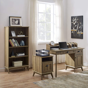 Newport Series Golden Oak Writing Desk with Hutch