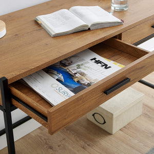 Brooklyn Series Oak Brown Writing Desk with Drawers