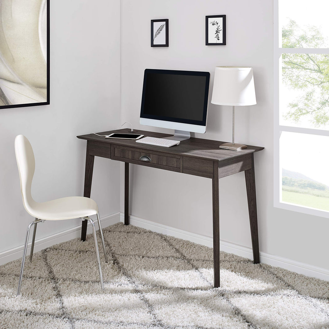 Newport Series Smoke Oak Writing Desk with USB Hub