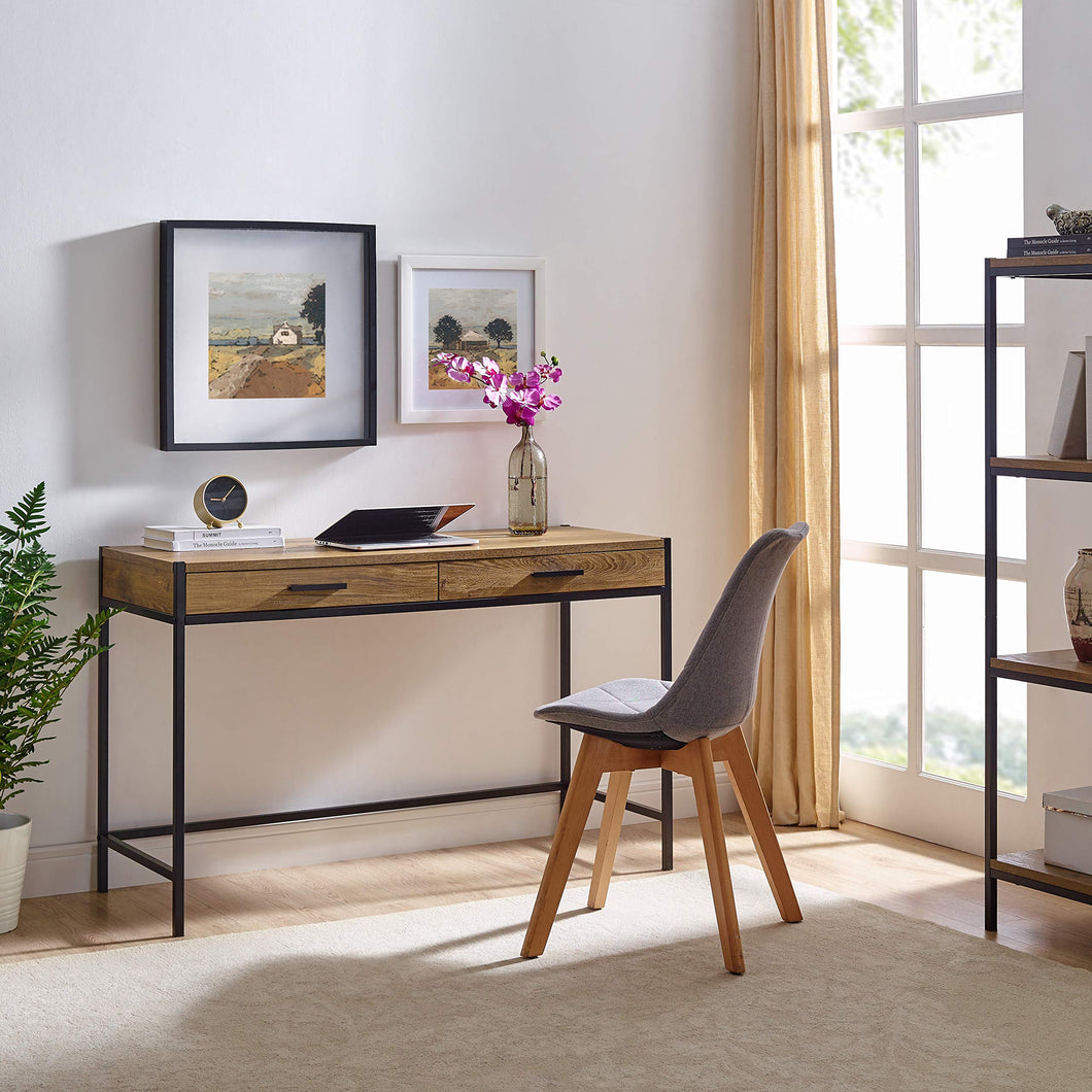 Brooklyn Series Oak Brown Writing Desk with Drawers